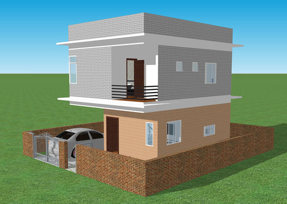 O prédio de apartamentos frente e verso da armação de aço da casa de campo de aço de pouco peso da casa pré-fabricada galvanizou