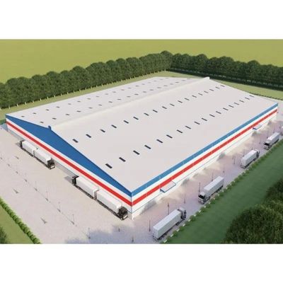 Oficina da armação de aço que constrói a construção estrutural do armazém