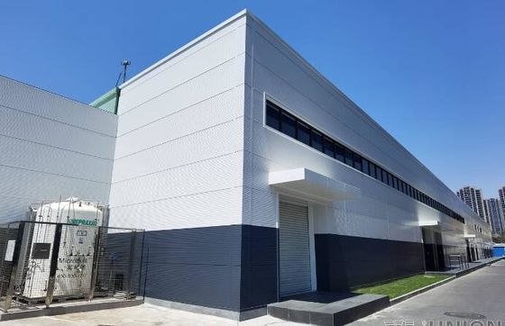 Edifício de aço galvanizado de escritório pré-fabricado com telhado inclinado e fundação de concreto