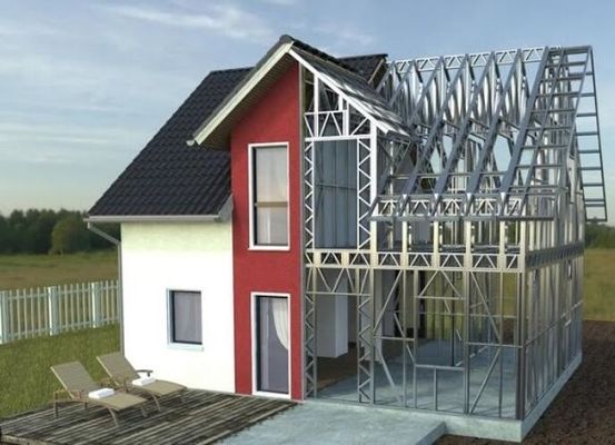 A casa de aço da casa pré-fabricada da construção de pouco peso durável da armação de aço pré-fabricou a casa de campo