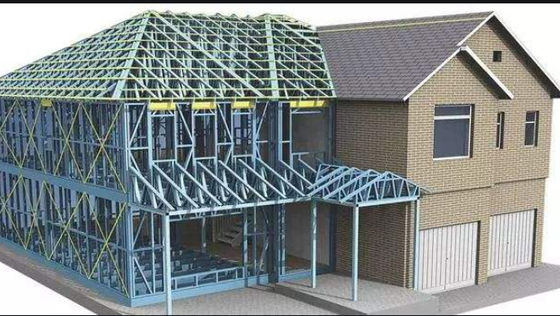 A casa de aço da casa pré-fabricada da construção de pouco peso durável da armação de aço pré-fabricou a casa de campo