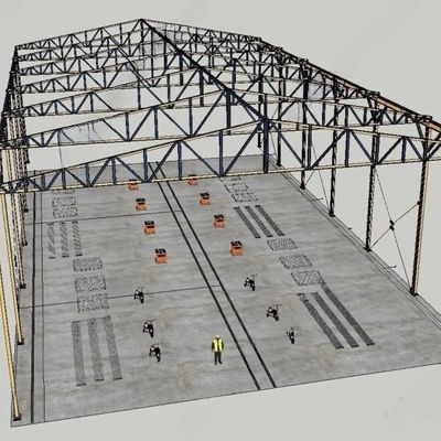 Oficina de construção de vidros de aço e plástico para construção industrial